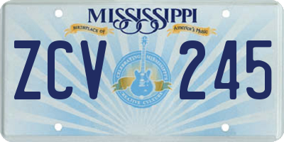MS license plate ZCV245