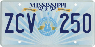 MS license plate ZCV250