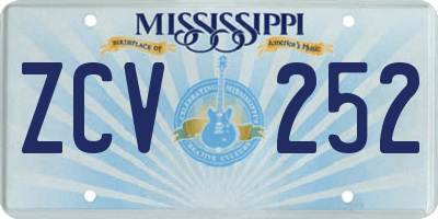MS license plate ZCV252