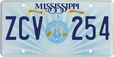 MS license plate ZCV254