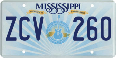 MS license plate ZCV260