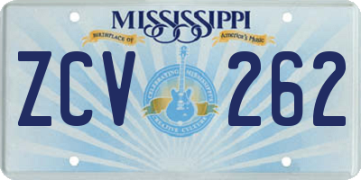 MS license plate ZCV262