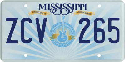 MS license plate ZCV265