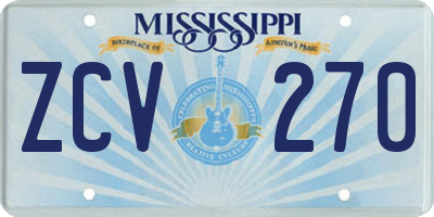 MS license plate ZCV270