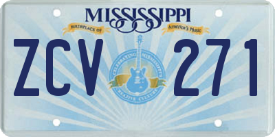 MS license plate ZCV271