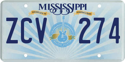 MS license plate ZCV274