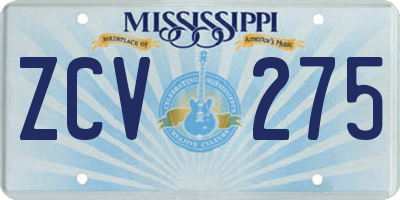 MS license plate ZCV275