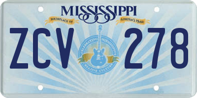 MS license plate ZCV278