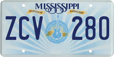 MS license plate ZCV280