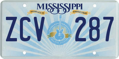MS license plate ZCV287