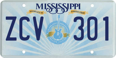 MS license plate ZCV301