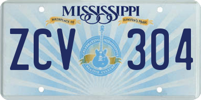 MS license plate ZCV304