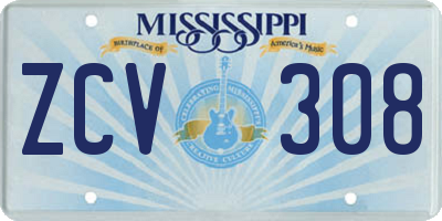 MS license plate ZCV308