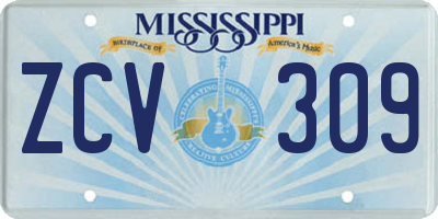 MS license plate ZCV309
