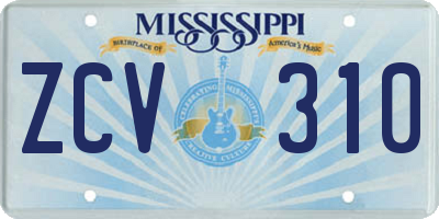 MS license plate ZCV310