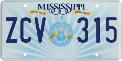 MS license plate ZCV315