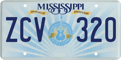 MS license plate ZCV320