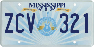 MS license plate ZCV321
