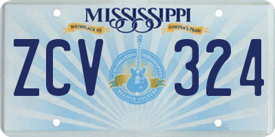 MS license plate ZCV324