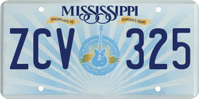 MS license plate ZCV325