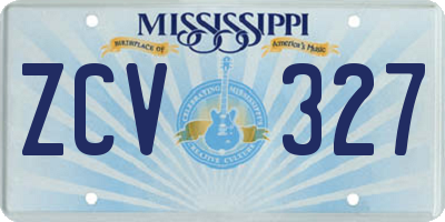 MS license plate ZCV327