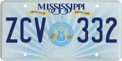 MS license plate ZCV332