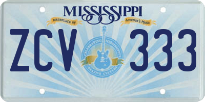 MS license plate ZCV333