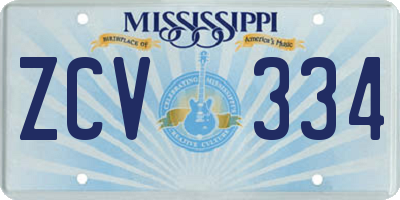 MS license plate ZCV334
