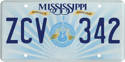 MS license plate ZCV342