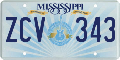MS license plate ZCV343