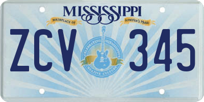 MS license plate ZCV345