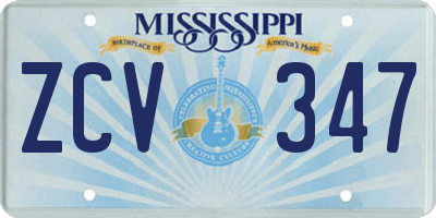 MS license plate ZCV347