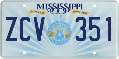 MS license plate ZCV351