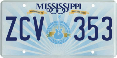 MS license plate ZCV353