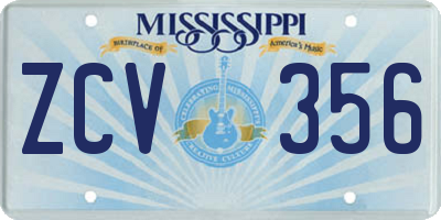 MS license plate ZCV356