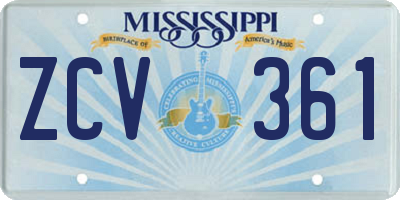 MS license plate ZCV361