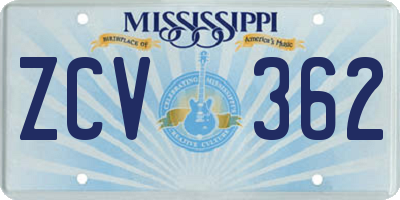 MS license plate ZCV362