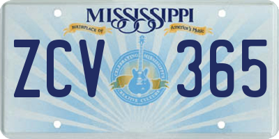 MS license plate ZCV365