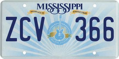 MS license plate ZCV366