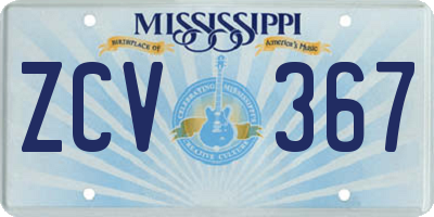 MS license plate ZCV367