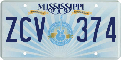 MS license plate ZCV374