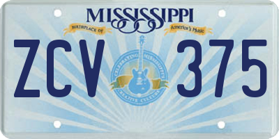 MS license plate ZCV375