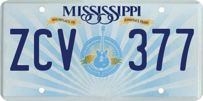 MS license plate ZCV377