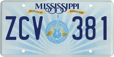 MS license plate ZCV381