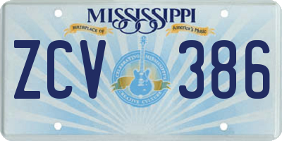 MS license plate ZCV386