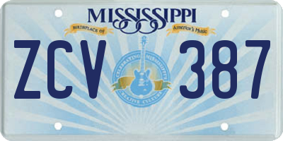 MS license plate ZCV387