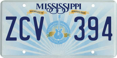MS license plate ZCV394