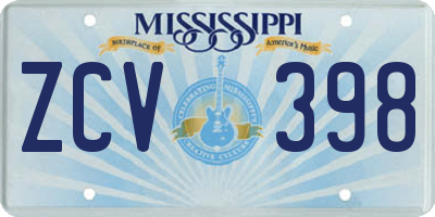 MS license plate ZCV398
