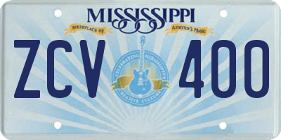 MS license plate ZCV400