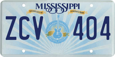 MS license plate ZCV404